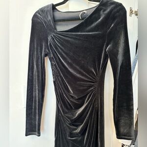 Long-sleeve Asymmetrical Velvet Mini Dress